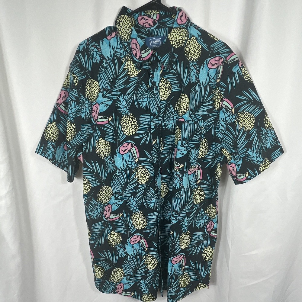 The Foundry Supply Co. Men's Size XLT Short Sleeve Tropical Stretch Button-Up